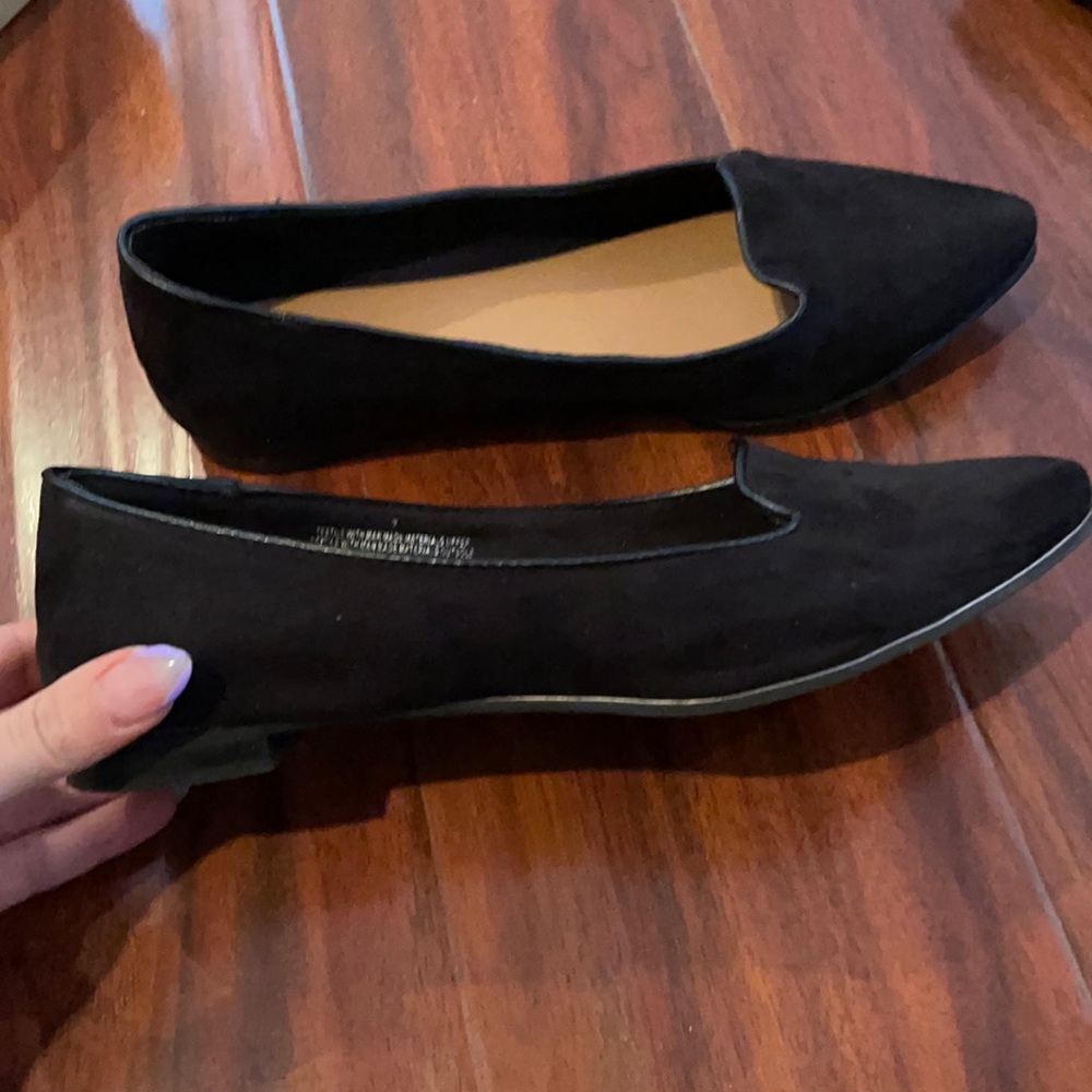 Black suede flats
